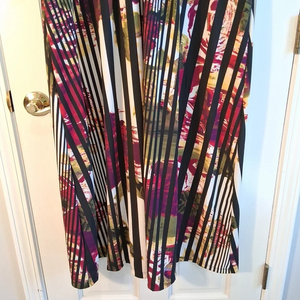 Ashley Stewart Plus Size Maxi Dress 22/24 Striped Floral Boho Wedding Guest - Picture 5 of 12